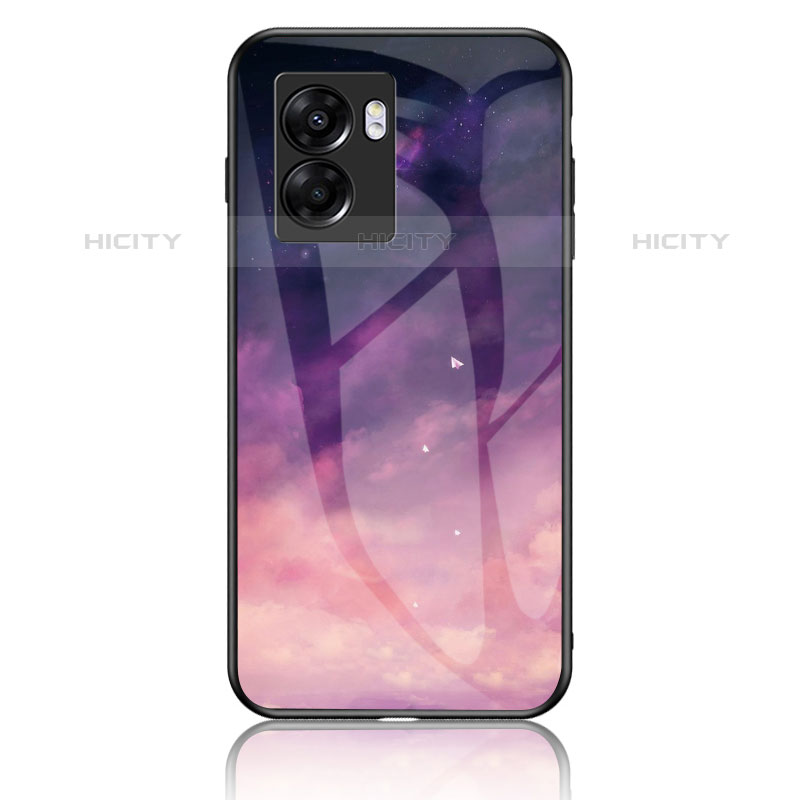 Coque Contour Silicone et Vitre Motif Fantaisie Miroir Etui Housse LS1 pour OnePlus Nord N300 5G Violet Plus