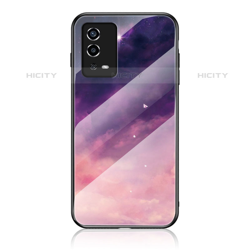 Coque Contour Silicone et Vitre Motif Fantaisie Miroir Etui Housse LS1 pour Oppo A55 4G Violet Plus