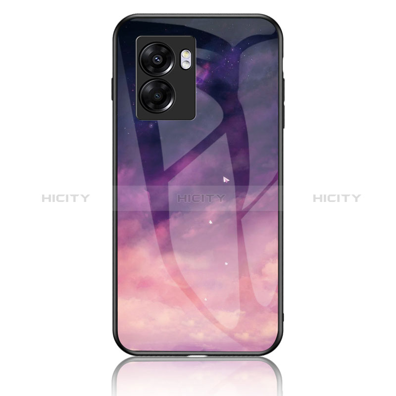 Coque Contour Silicone et Vitre Motif Fantaisie Miroir Etui Housse LS1 pour Oppo A77 5G Violet Plus