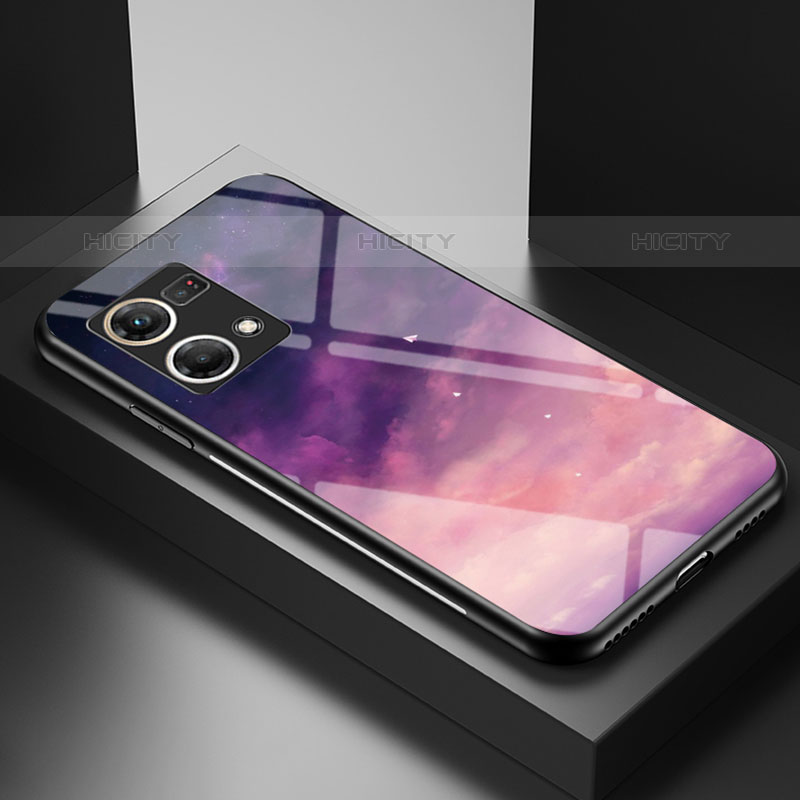 Coque Contour Silicone et Vitre Motif Fantaisie Miroir Etui Housse LS1 pour Oppo F21 Pro 4G Violet Plus