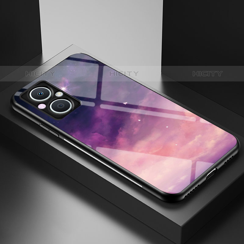 Coque Contour Silicone et Vitre Motif Fantaisie Miroir Etui Housse LS1 pour Oppo F21s Pro 5G Violet Plus