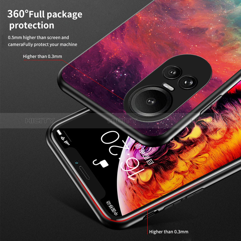 Coque Contour Silicone et Vitre Motif Fantaisie Miroir Etui Housse LS1 pour Oppo Reno10 Pro 5G Plus