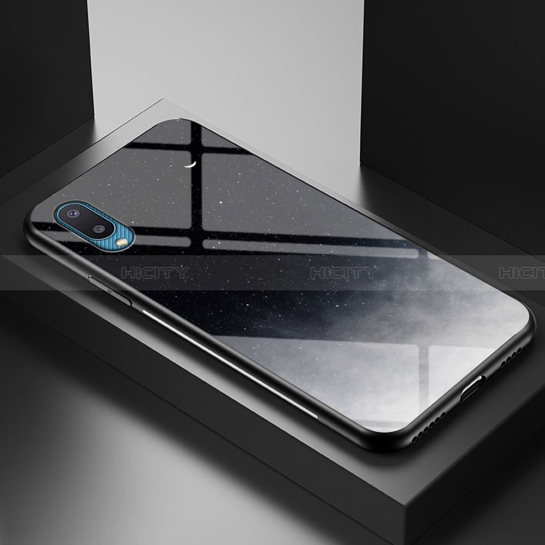 Coque Contour Silicone et Vitre Motif Fantaisie Miroir Etui Housse LS1 pour Samsung Galaxy A02 Gris Plus