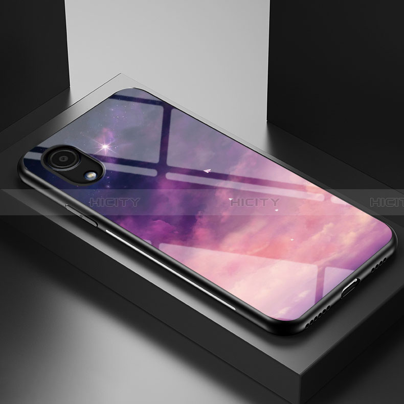 Coque Contour Silicone et Vitre Motif Fantaisie Miroir Etui Housse LS1 pour Samsung Galaxy A03 Core Violet Plus