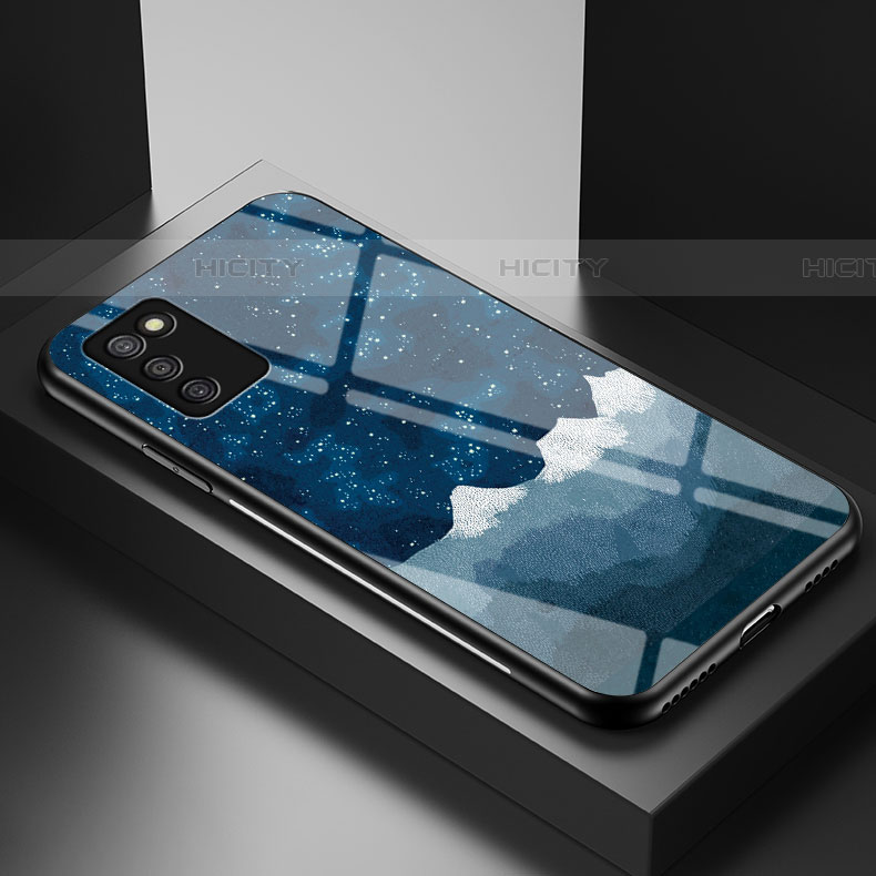 Coque Contour Silicone et Vitre Motif Fantaisie Miroir Etui Housse LS1 pour Samsung Galaxy A03s Bleu Plus