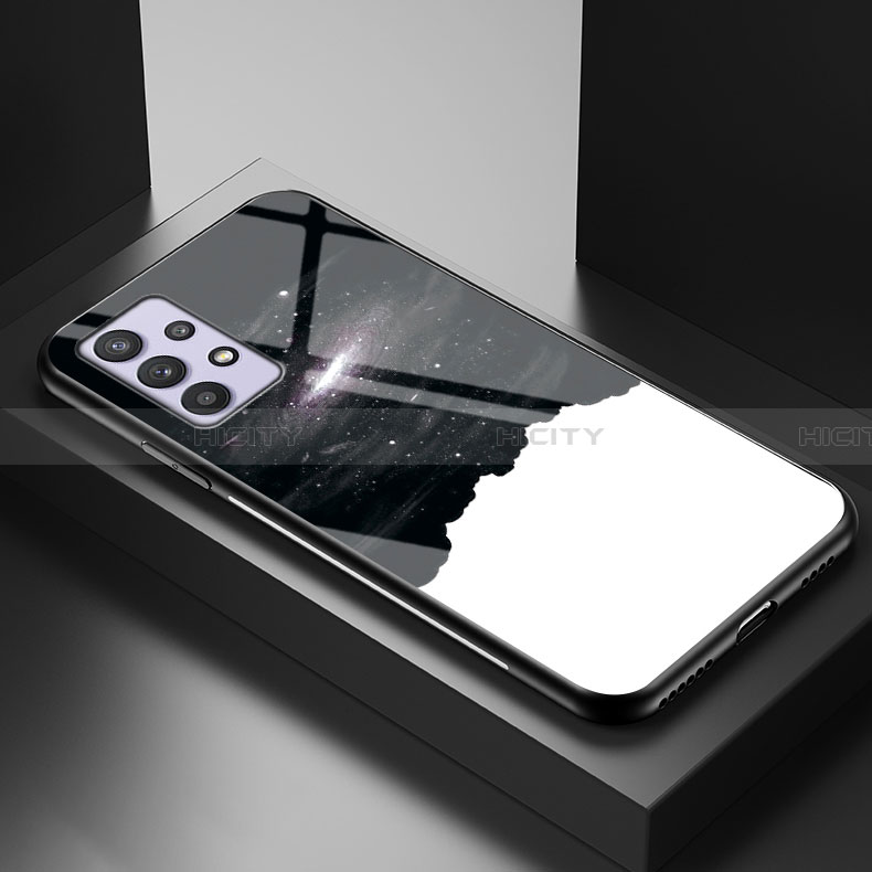 Coque Contour Silicone et Vitre Motif Fantaisie Miroir Etui Housse LS1 pour Samsung Galaxy A32 4G Noir Plus