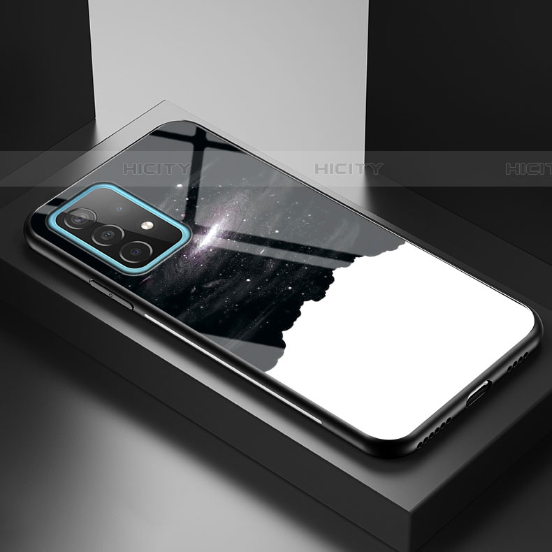 Coque Contour Silicone et Vitre Motif Fantaisie Miroir Etui Housse LS1 pour Samsung Galaxy A52 4G Noir Plus