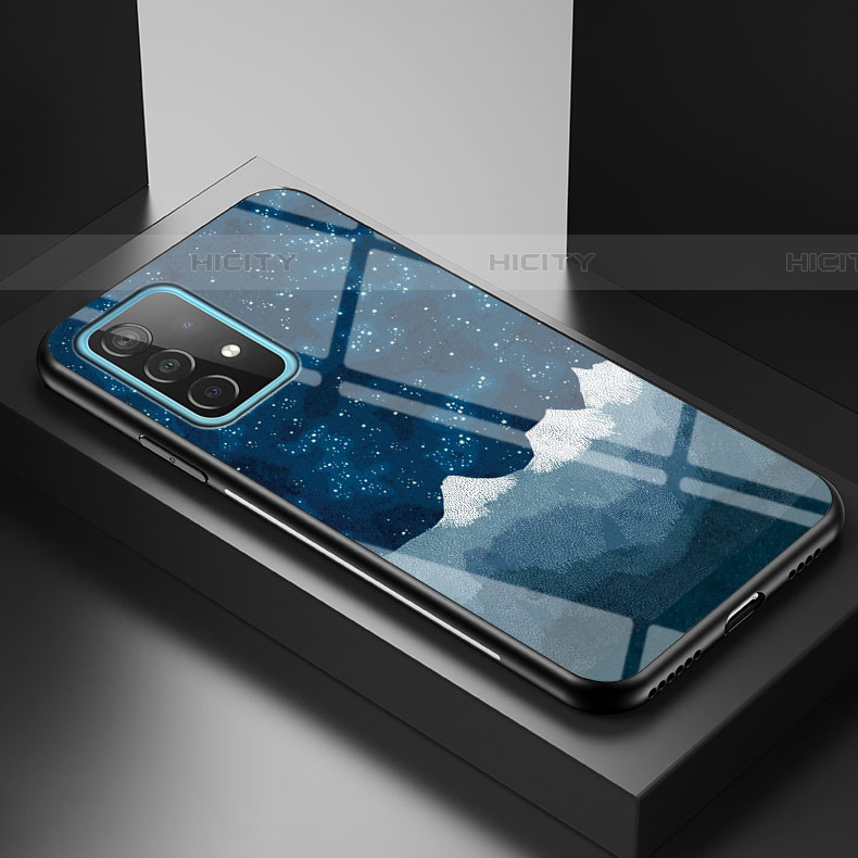 Coque Contour Silicone et Vitre Motif Fantaisie Miroir Etui Housse LS1 pour Samsung Galaxy A52 5G Bleu Plus