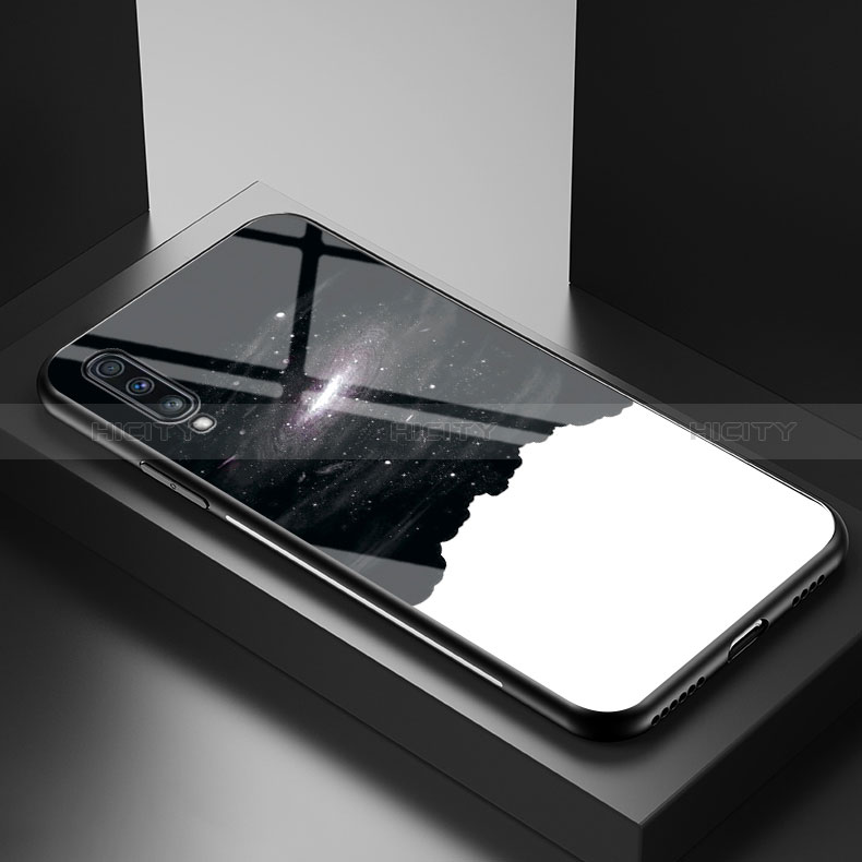 Coque Contour Silicone et Vitre Motif Fantaisie Miroir Etui Housse LS1 pour Samsung Galaxy A70 Noir Plus