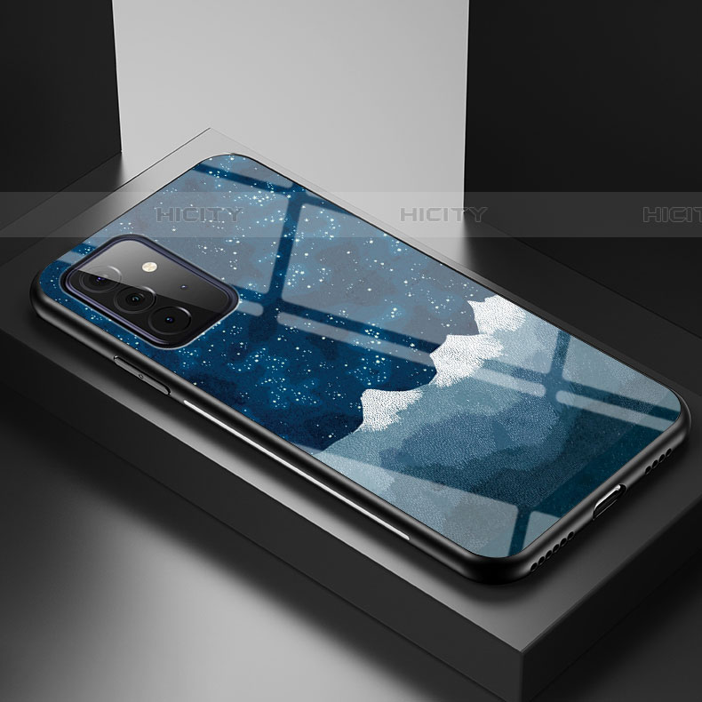 Coque Contour Silicone et Vitre Motif Fantaisie Miroir Etui Housse LS1 pour Samsung Galaxy A72 5G Bleu Plus