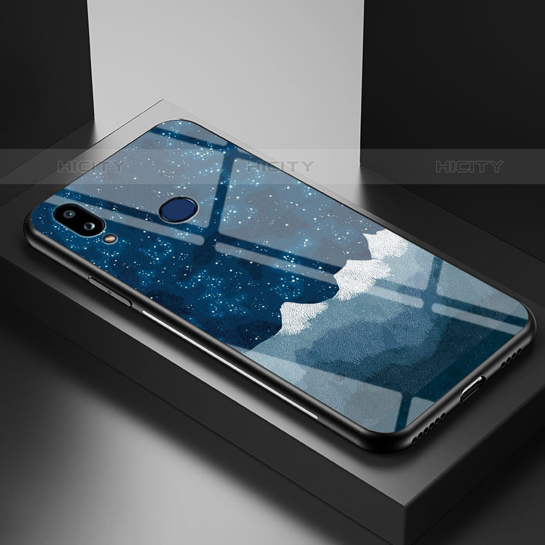 Coque Contour Silicone et Vitre Motif Fantaisie Miroir Etui Housse LS1 pour Samsung Galaxy M01s Bleu Plus