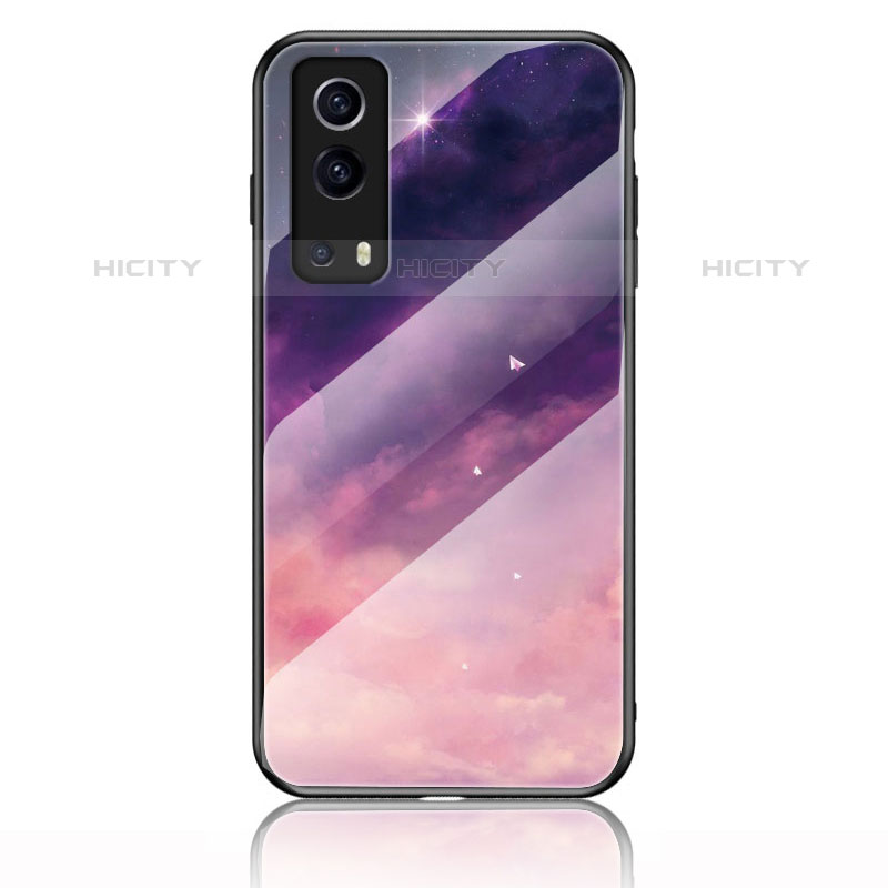 Coque Contour Silicone et Vitre Motif Fantaisie Miroir Etui Housse LS1 pour Vivo iQOO Z3 5G Violet Plus