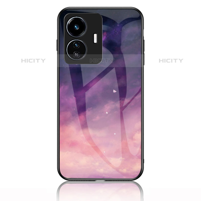 Coque Contour Silicone et Vitre Motif Fantaisie Miroir Etui Housse LS1 pour Vivo iQOO Z6 Lite 5G Violet Plus