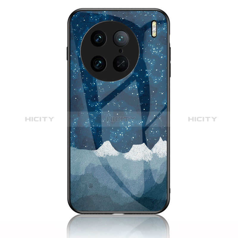 Coque Contour Silicone et Vitre Motif Fantaisie Miroir Etui Housse LS1 pour Vivo X90 Pro 5G Bleu Plus