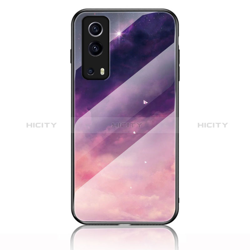 Coque Contour Silicone et Vitre Motif Fantaisie Miroir Etui Housse LS1 pour Vivo Y72 5G Violet Plus