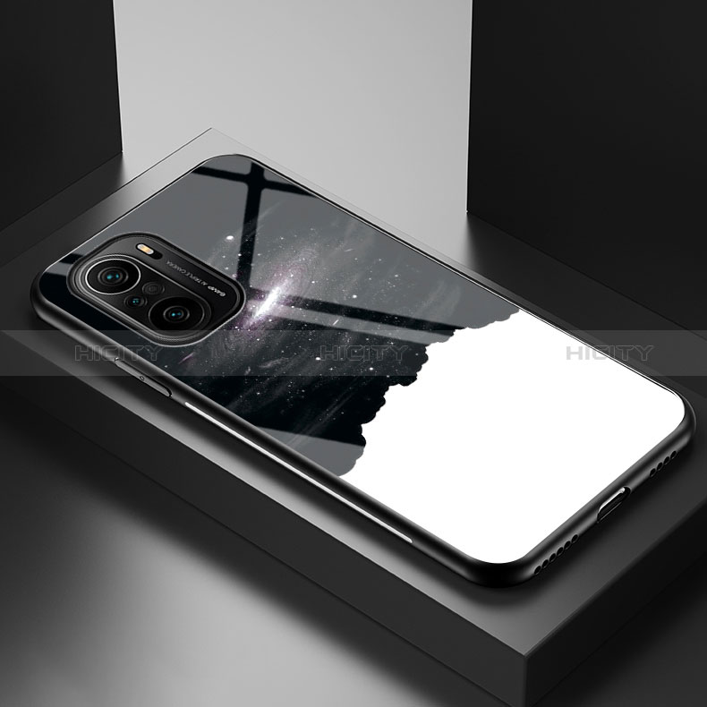 Coque Contour Silicone et Vitre Motif Fantaisie Miroir Etui Housse LS1 pour Xiaomi Poco F3 5G Noir Plus