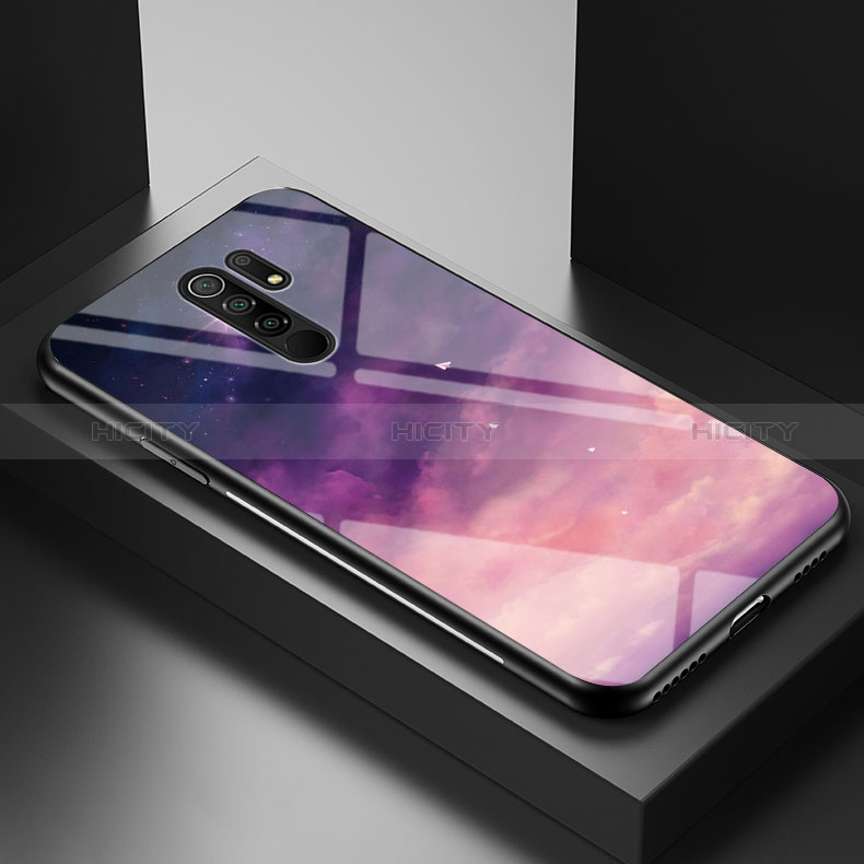 Coque Contour Silicone et Vitre Motif Fantaisie Miroir Etui Housse LS1 pour Xiaomi Poco M2 Violet Plus