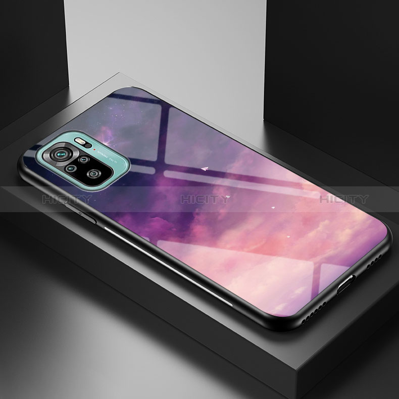 Coque Contour Silicone et Vitre Motif Fantaisie Miroir Etui Housse LS1 pour Xiaomi Poco M5S Violet Plus