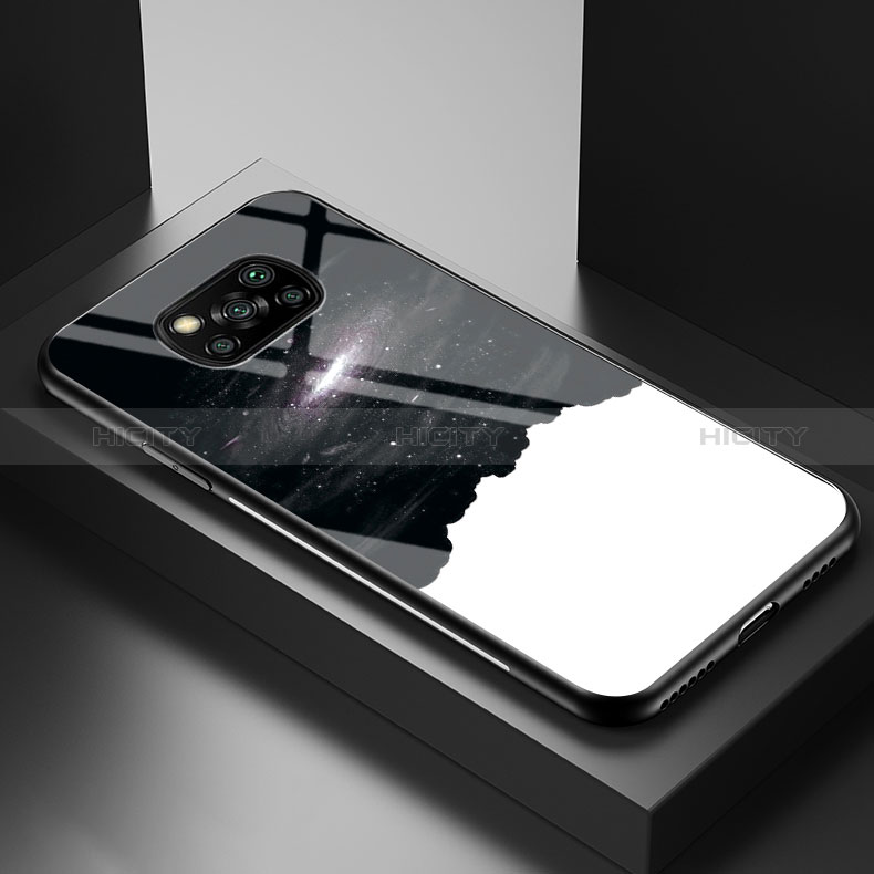 Coque Contour Silicone et Vitre Motif Fantaisie Miroir Etui Housse LS1 pour Xiaomi Poco X3 Pro Noir Plus