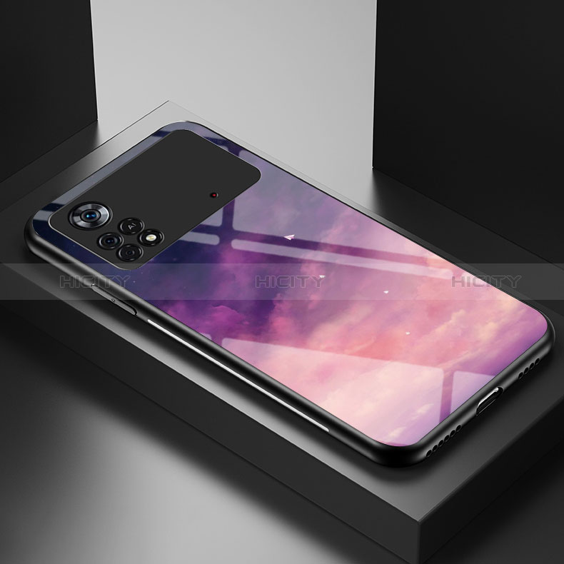 Coque Contour Silicone et Vitre Motif Fantaisie Miroir Etui Housse LS1 pour Xiaomi Poco X4 Pro 5G Violet Plus