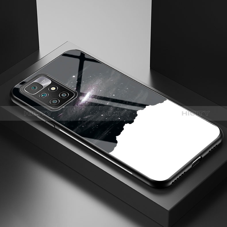 Coque Contour Silicone et Vitre Motif Fantaisie Miroir Etui Housse LS1 pour Xiaomi Redmi 10 4G Noir Plus
