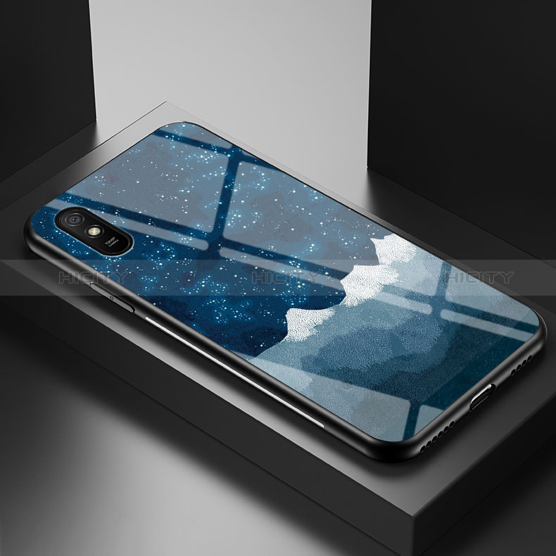 Coque Contour Silicone et Vitre Motif Fantaisie Miroir Etui Housse LS1 pour Xiaomi Redmi 9i Bleu Plus