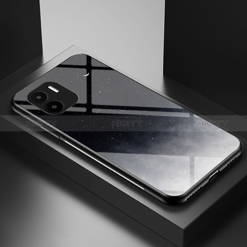 Coque Contour Silicone et Vitre Motif Fantaisie Miroir Etui Housse LS1 pour Xiaomi Redmi A1 Gris Plus