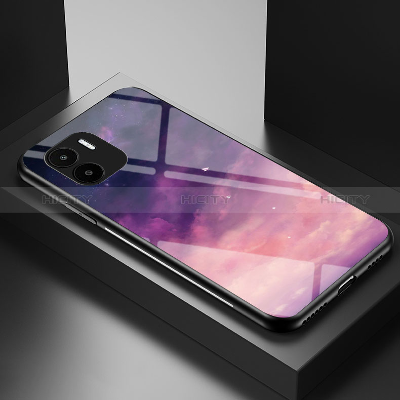 Coque Contour Silicone et Vitre Motif Fantaisie Miroir Etui Housse LS1 pour Xiaomi Redmi A2 Plus Violet Plus