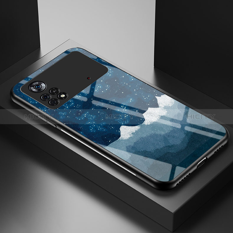 Coque Contour Silicone et Vitre Motif Fantaisie Miroir Etui Housse LS1 pour Xiaomi Redmi Note 11E Pro 5G Bleu Plus