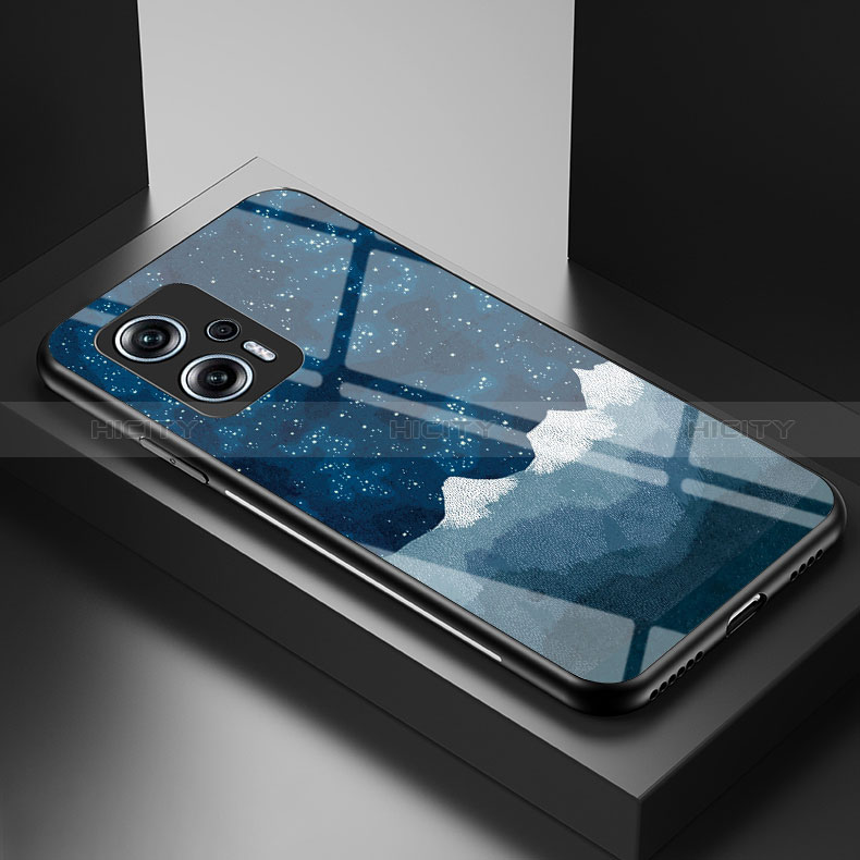 Coque Contour Silicone et Vitre Motif Fantaisie Miroir Etui Housse LS1 pour Xiaomi Redmi Note 11T Pro+ Plus 5G Bleu Plus