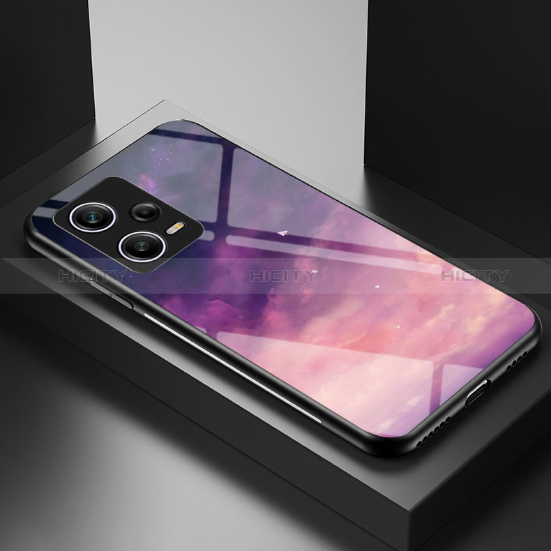 Coque Contour Silicone et Vitre Motif Fantaisie Miroir Etui Housse LS1 pour Xiaomi Redmi Note 12 Pro 5G Violet Plus