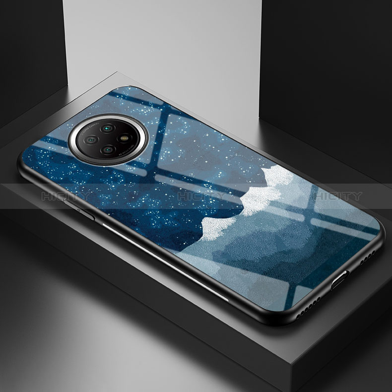 Coque Contour Silicone et Vitre Motif Fantaisie Miroir Etui Housse LS1 pour Xiaomi Redmi Note 9T 5G Bleu Plus