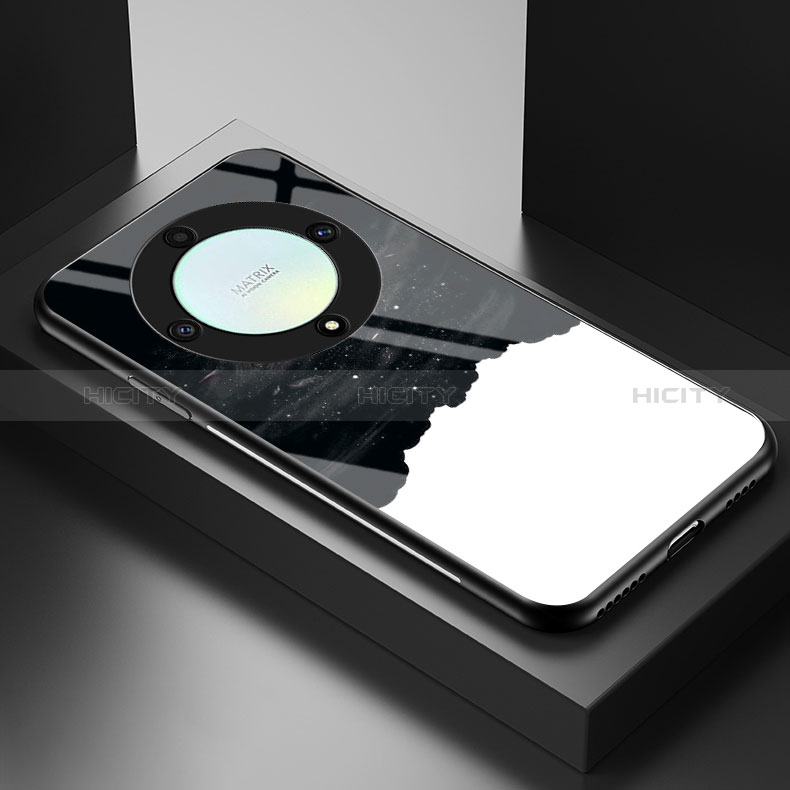 Coque Contour Silicone et Vitre Motif Fantaisie Miroir Etui Housse LS2 pour Huawei Honor X9a 5G Noir Plus