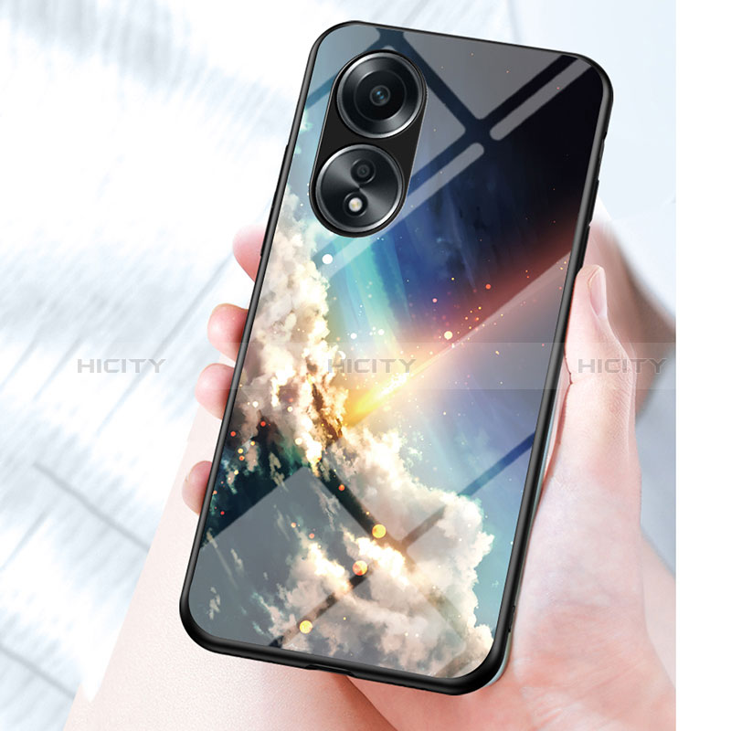 Coque Contour Silicone et Vitre Motif Fantaisie Miroir Etui Housse LS2 pour Oppo A78 4G Plus