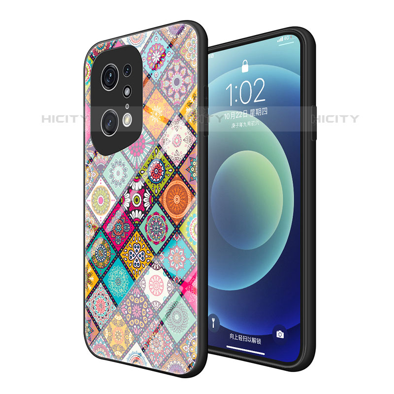 Coque Contour Silicone et Vitre Motif Fantaisie Miroir Etui Housse LS2 pour Oppo Find X5 Pro 5G Plus