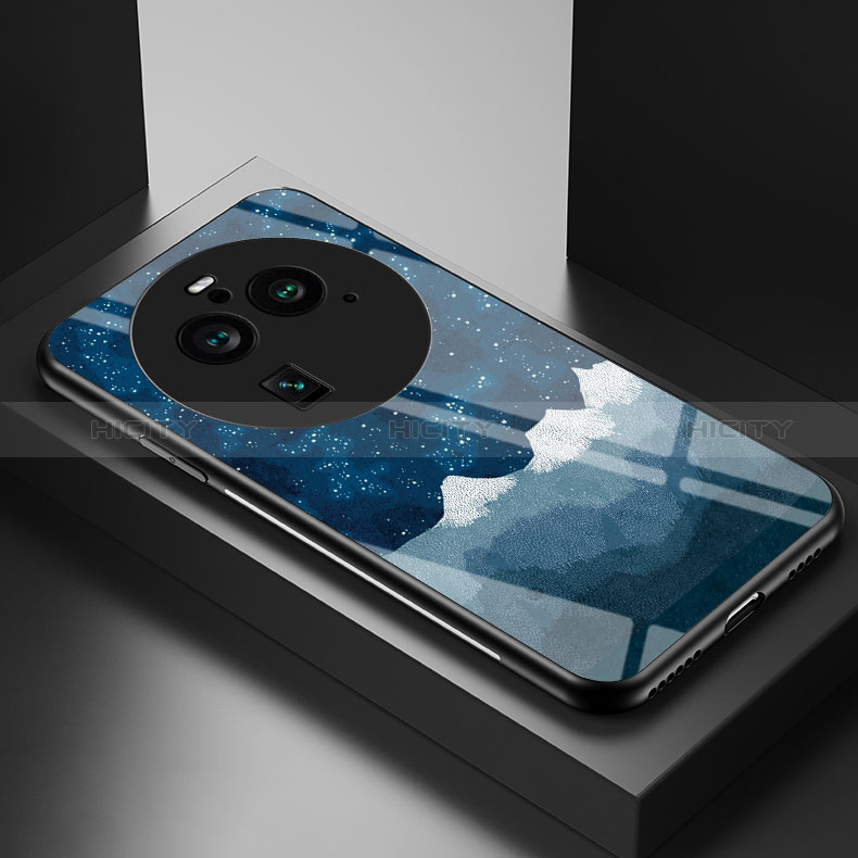 Coque Contour Silicone et Vitre Motif Fantaisie Miroir Etui Housse LS2 pour Oppo Find X6 Pro 5G Bleu Plus