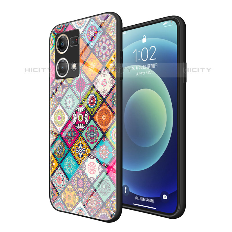 Coque Contour Silicone et Vitre Motif Fantaisie Miroir Etui Housse LS2 pour Oppo Reno7 4G Colorful Plus