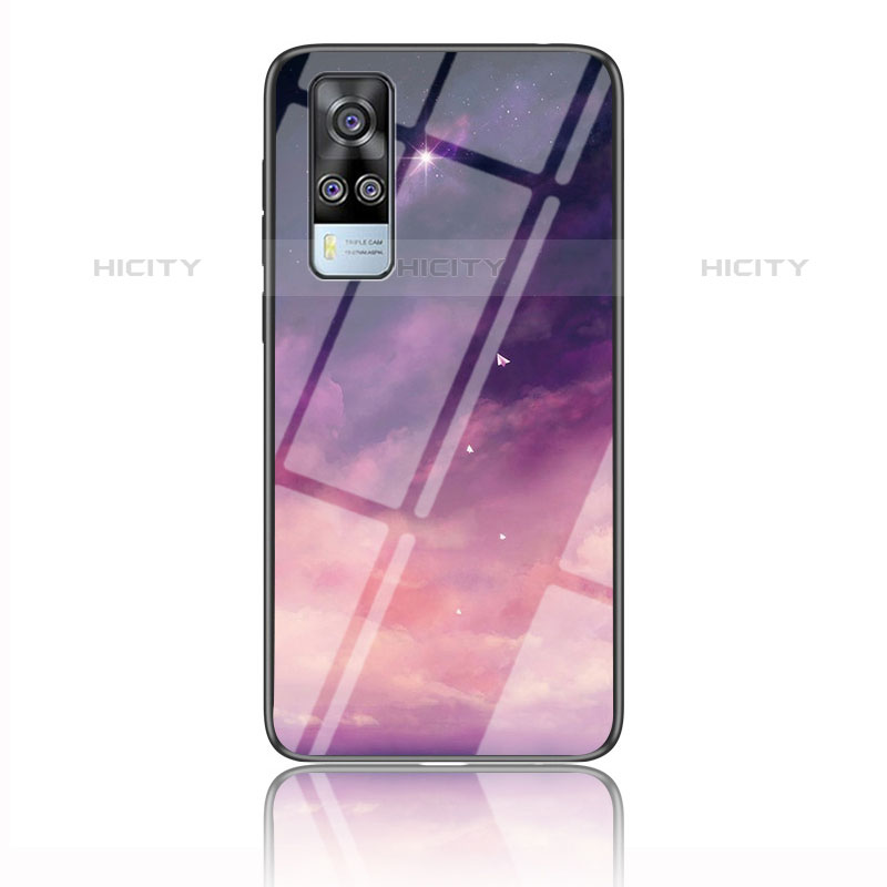 Coque Contour Silicone et Vitre Motif Fantaisie Miroir Etui Housse LS2 pour Vivo Y51A Violet Plus