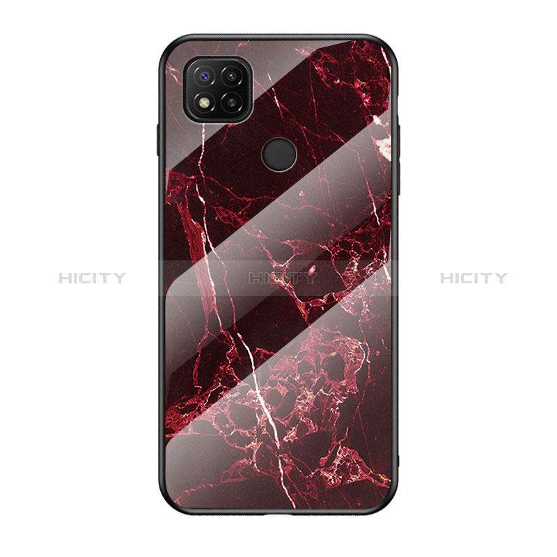 Coque Contour Silicone et Vitre Motif Fantaisie Miroir Etui Housse LS2 pour Xiaomi POCO C3 Rouge Plus