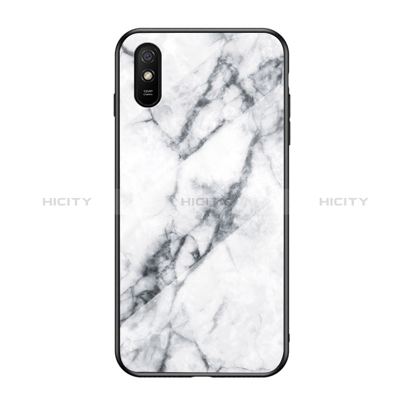 Coque Contour Silicone et Vitre Motif Fantaisie Miroir Etui Housse LS2 pour Xiaomi Redmi 9A Blanc Plus