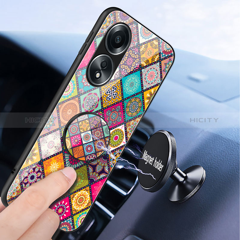 Coque Contour Silicone et Vitre Motif Fantaisie Miroir Etui Housse LS3 pour Oppo A18 Plus