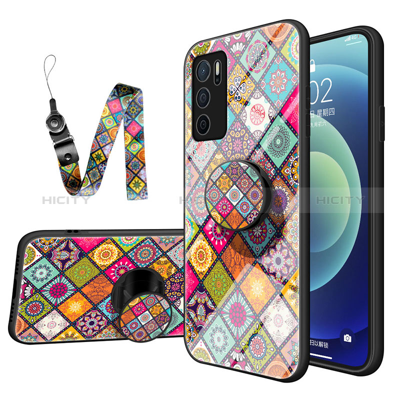 Coque Contour Silicone et Vitre Motif Fantaisie Miroir Etui Housse LS3 pour Oppo A54s Colorful Plus