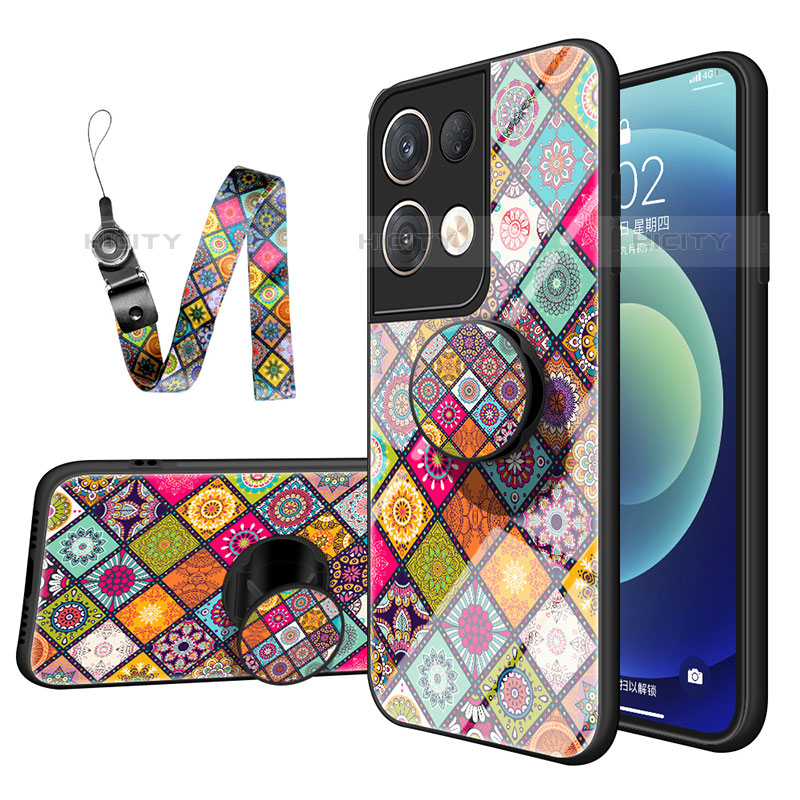 Coque Contour Silicone et Vitre Motif Fantaisie Miroir Etui Housse LS3 pour Oppo Reno8 Pro 5G Plus