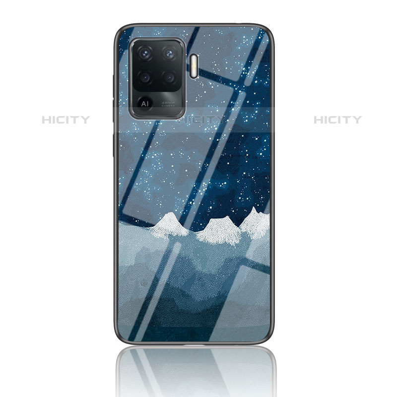 Coque Contour Silicone et Vitre Motif Fantaisie Miroir Etui Housse LS4 pour Oppo A94 4G Bleu Plus