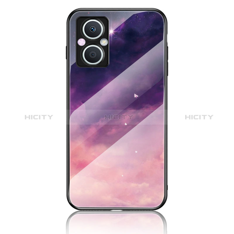 Coque Contour Silicone et Vitre Motif Fantaisie Miroir Etui Housse LS4 pour Oppo A96 5G Violet Plus