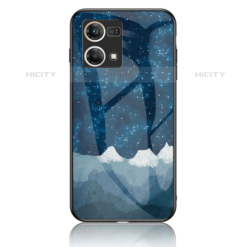 Coque Contour Silicone et Vitre Motif Fantaisie Miroir Etui Housse LS4 pour Oppo Reno8 4G Bleu Plus