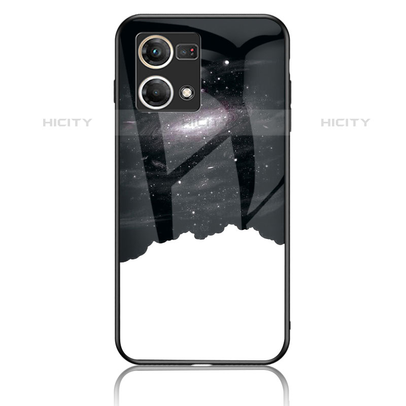 Coque Contour Silicone et Vitre Motif Fantaisie Miroir Etui Housse LS4 pour Oppo Reno8 4G Noir Plus