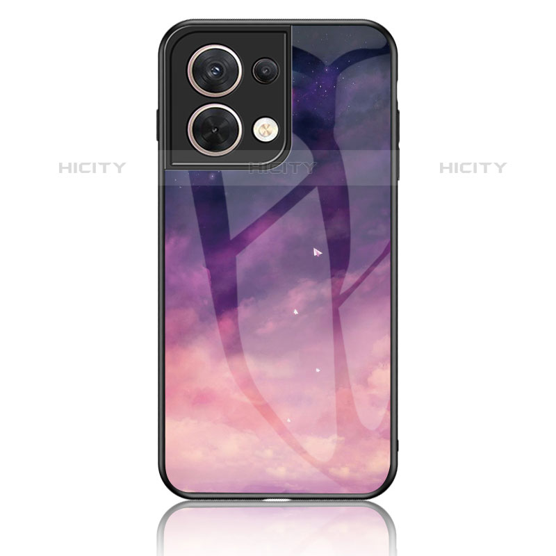 Coque Contour Silicone et Vitre Motif Fantaisie Miroir Etui Housse LS4 pour Oppo Reno8 5G Violet Plus