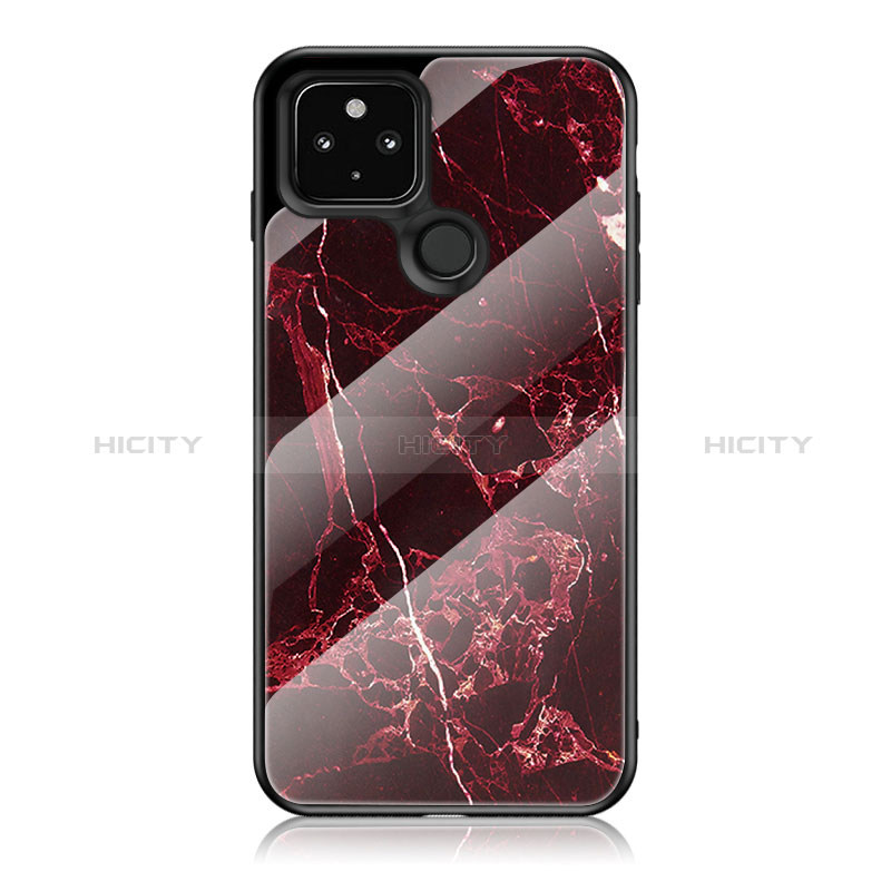 Coque Contour Silicone et Vitre Motif Fantaisie Miroir Etui Housse pour Google Pixel 4a 5G Rouge Plus