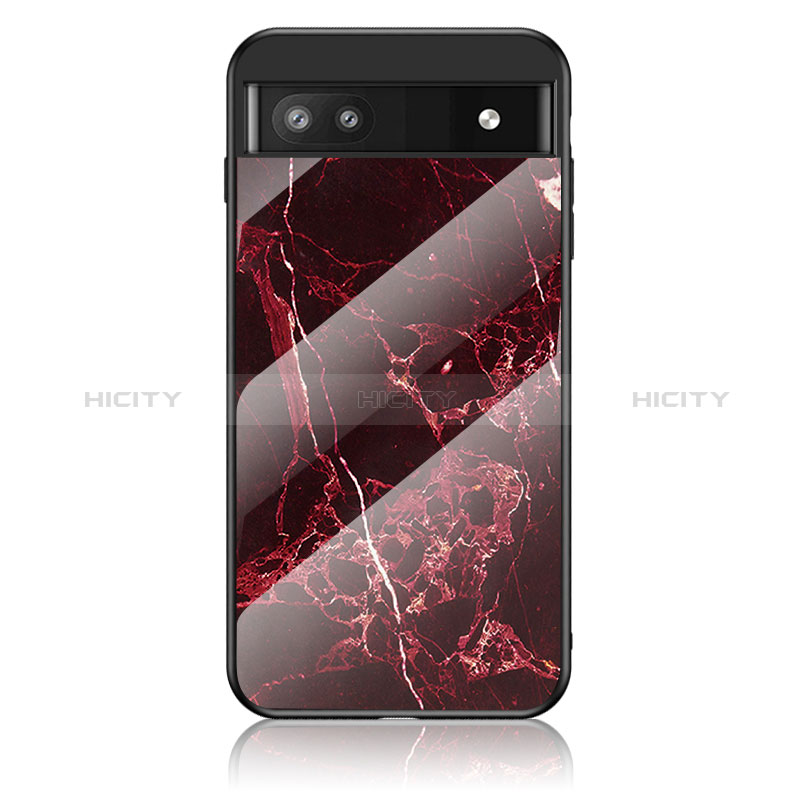 Coque Contour Silicone et Vitre Motif Fantaisie Miroir Etui Housse pour Google Pixel 6a 5G Rouge Plus